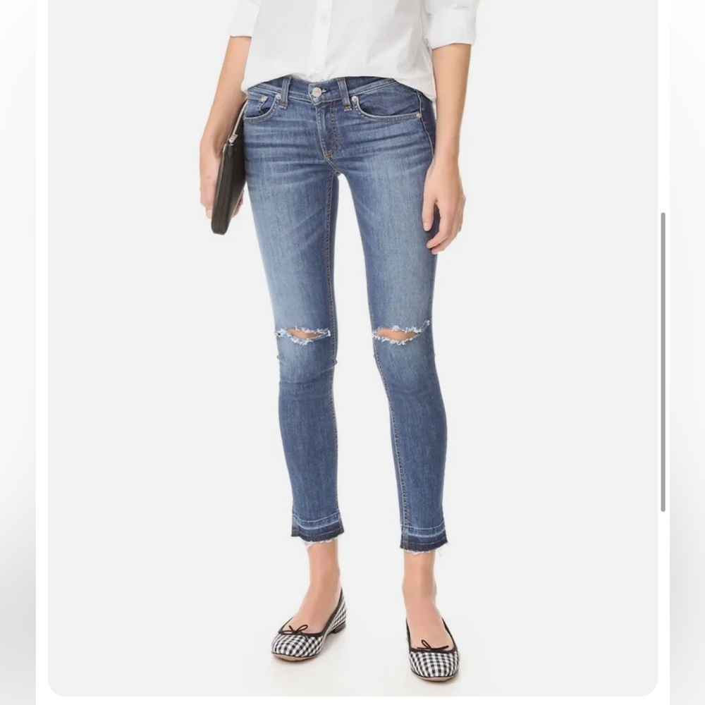 Rag & bone jeans capri distressed hole raw hem
